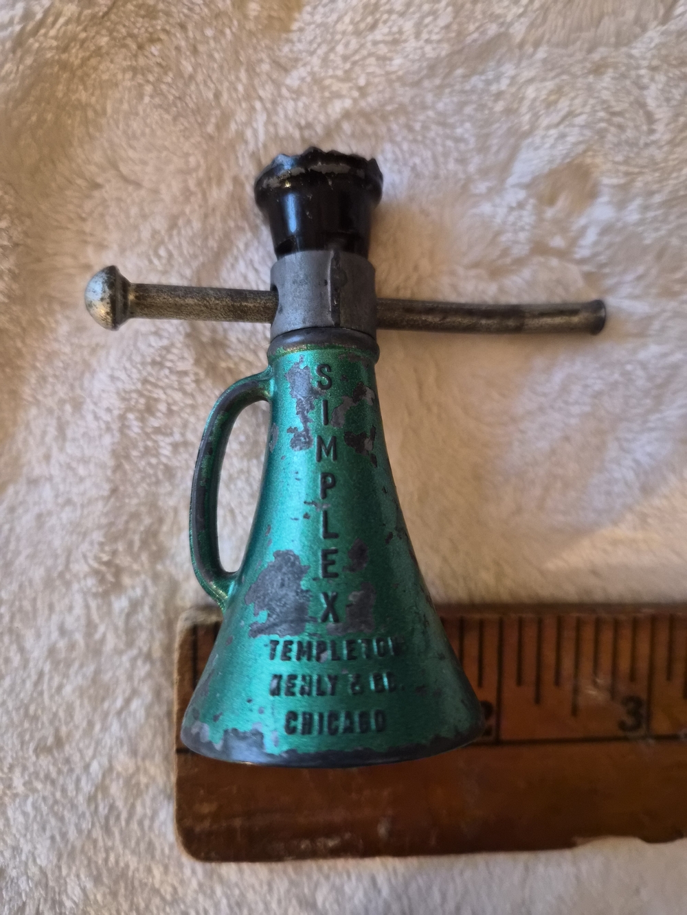 Vintage Simplex Miniature Screw Jack Templeton Kenly & Co Chicago Green 3”